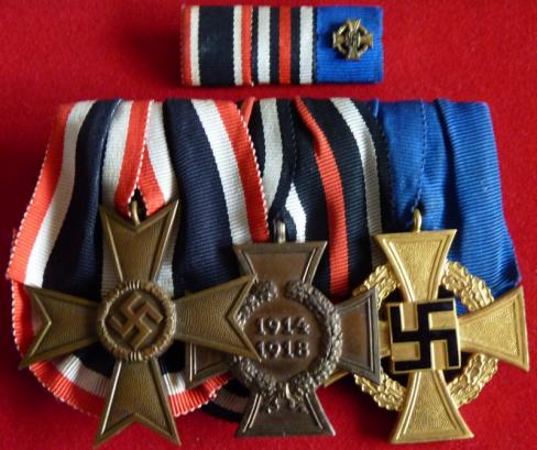 German WW2 Parade Mounted Medal Bar of 3 Awards