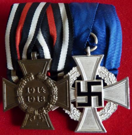 German WW2 Parade Mounted Medal Bar of 2 Awards