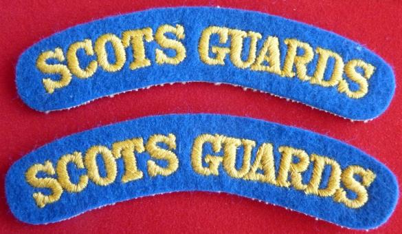 Scots Guards cloth shoulder title pair