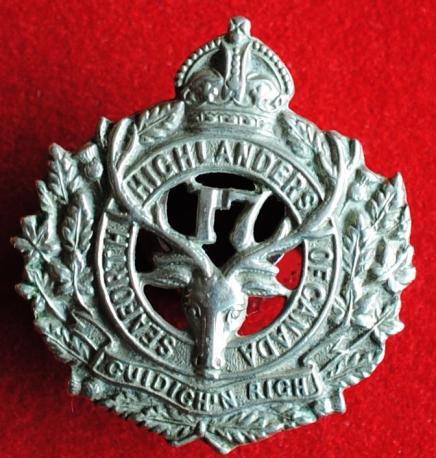 Canadian Expeditionary Force 17th Battalion Seaforth Highlanders of Canada Collar Badge