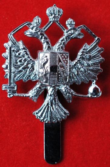 1st The Queens Dragoon Guards White Metal Cap Badge