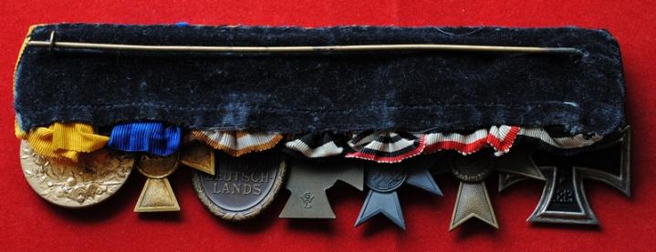 WW1/WW2 German Parade Mounted Medal Bar of 7 Awards