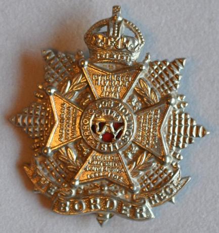 The Border Regiment white Metal Cap Badge