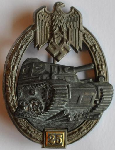 WW2 German Panzer Assault Badge Silver for 25 Actions