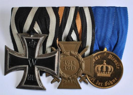WW1 German Parade Mounted Medal Bar of Three Awards