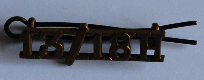 British Army Brass Shoulder Title 13th/18th Hussars