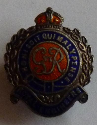 GV1 Royal Engineers Silver and enamel lapel badge