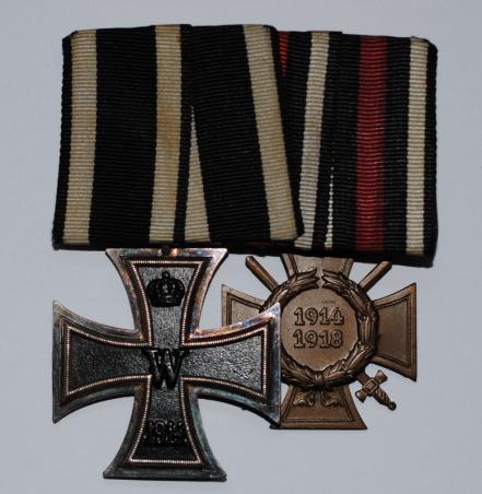 German WW1 Parade Mounted Medal Bar Pair of 2 awards