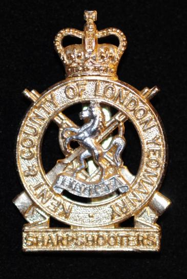 Kent and County of London Sharp Shooters Anodised Cap Badge 